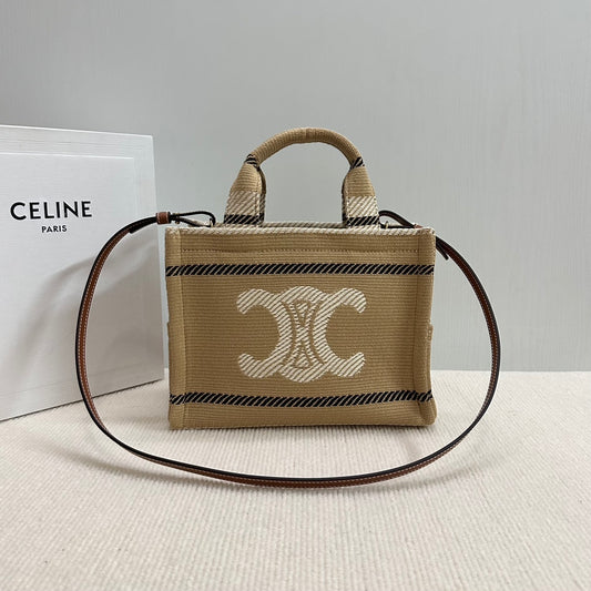 賽C家-牛皮革凱旋門 托特包 小號 米色