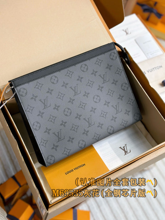 路L家- M69535-Pochette Voyage MM 大型手袋包-灰色老花款