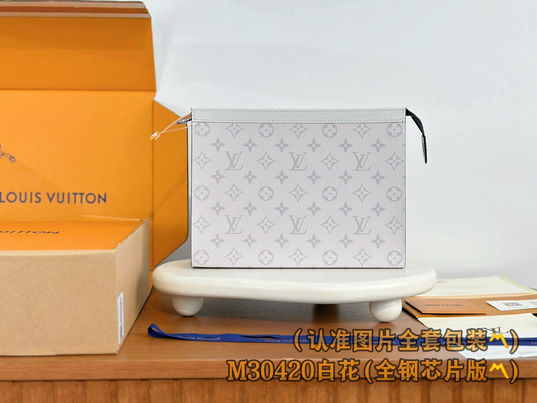 路L家-M30423-Pochette VoyageMM旅行收納袋-白色老花款