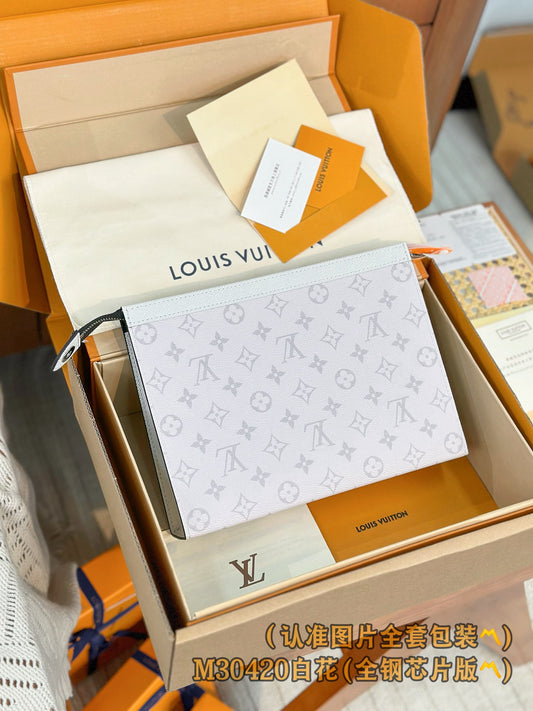 路L家-M30423-Pochette VoyageMM旅行收納袋-白色老花款