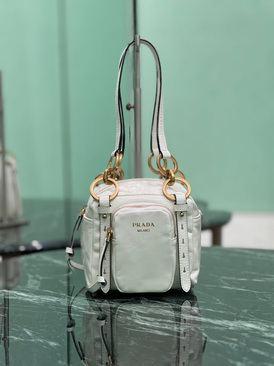 普P家-1BB137 Soft Lux立方體手袋 小號 白色
