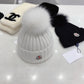Moncler-狐狸毛球 針織兔羊毛毛線帽
