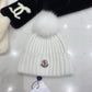 Moncler-狐狸毛球 針織兔羊毛毛線帽