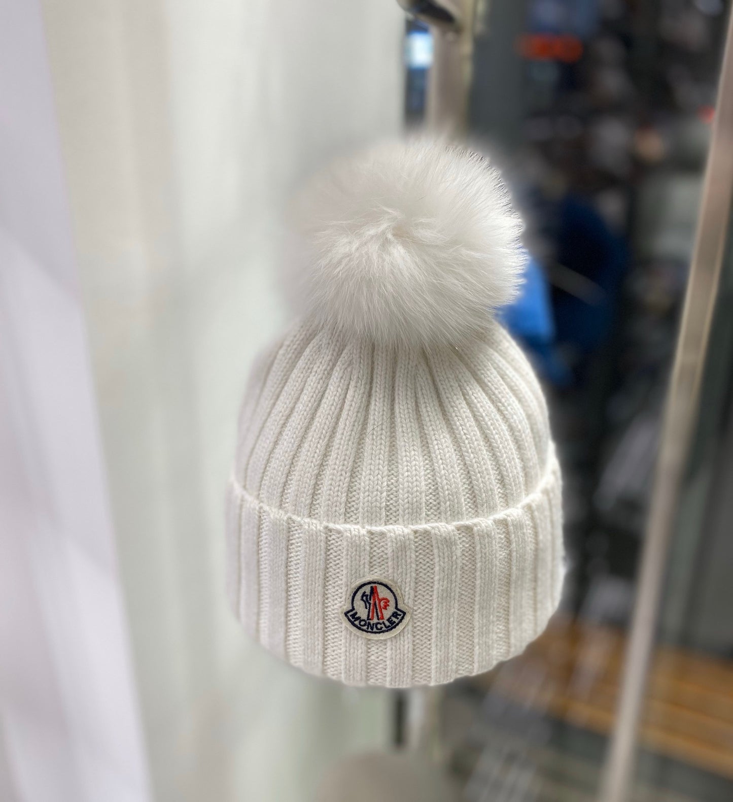 Moncler-狐狸毛球 針織兔羊毛毛線帽