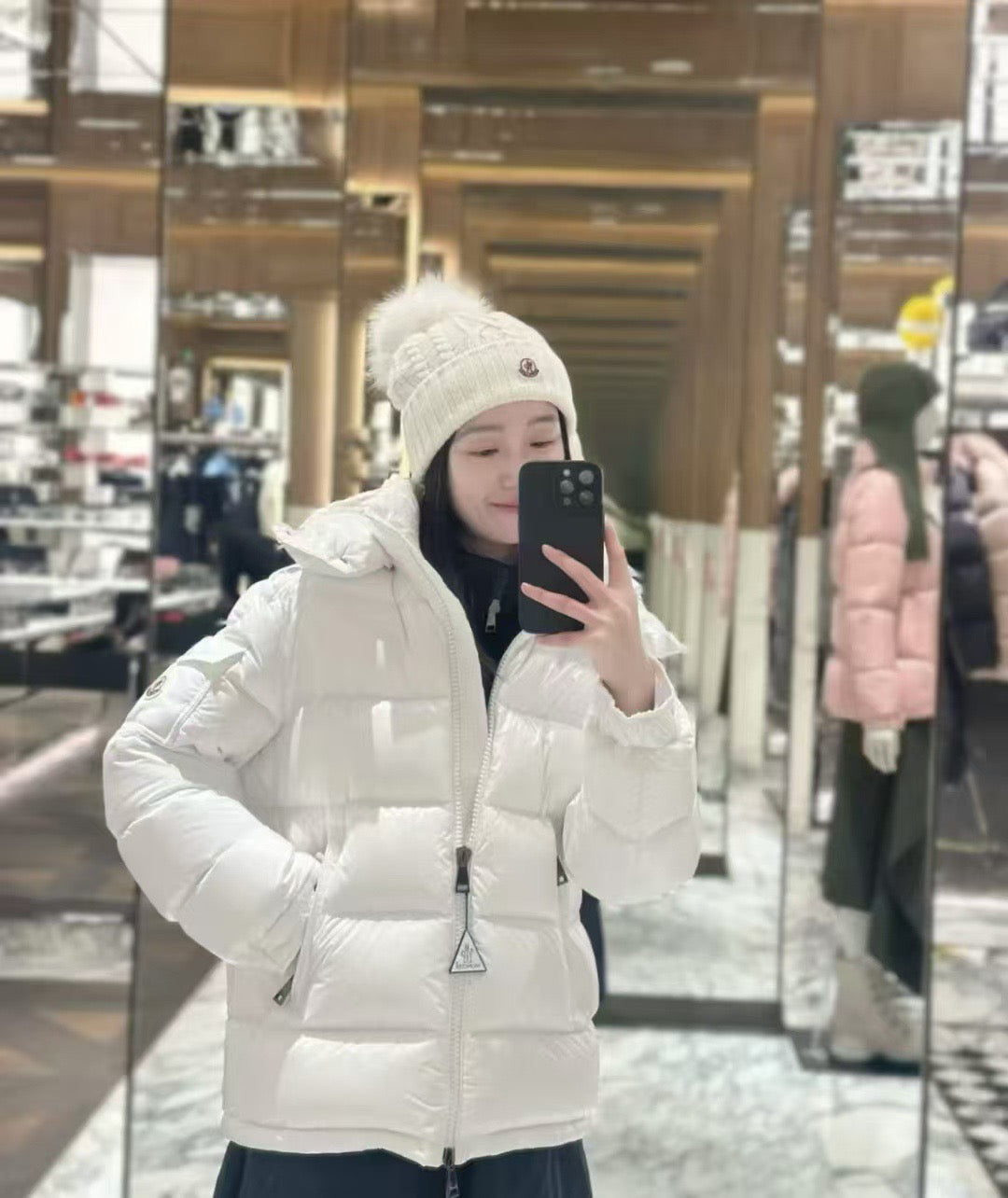 Moncler-狐狸毛球 針織兔羊毛毛線帽