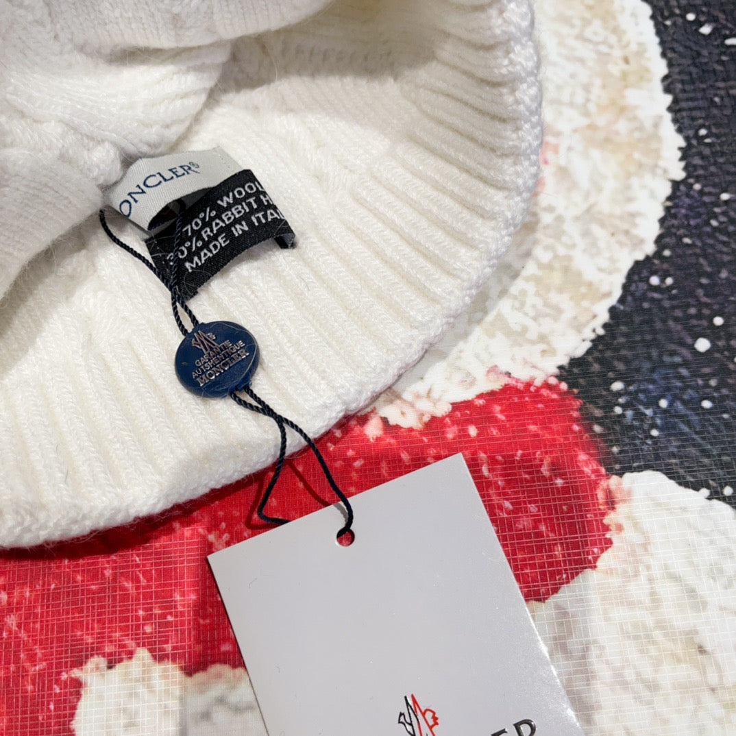 Moncler-狐狸毛球 針織兔羊毛毛線帽