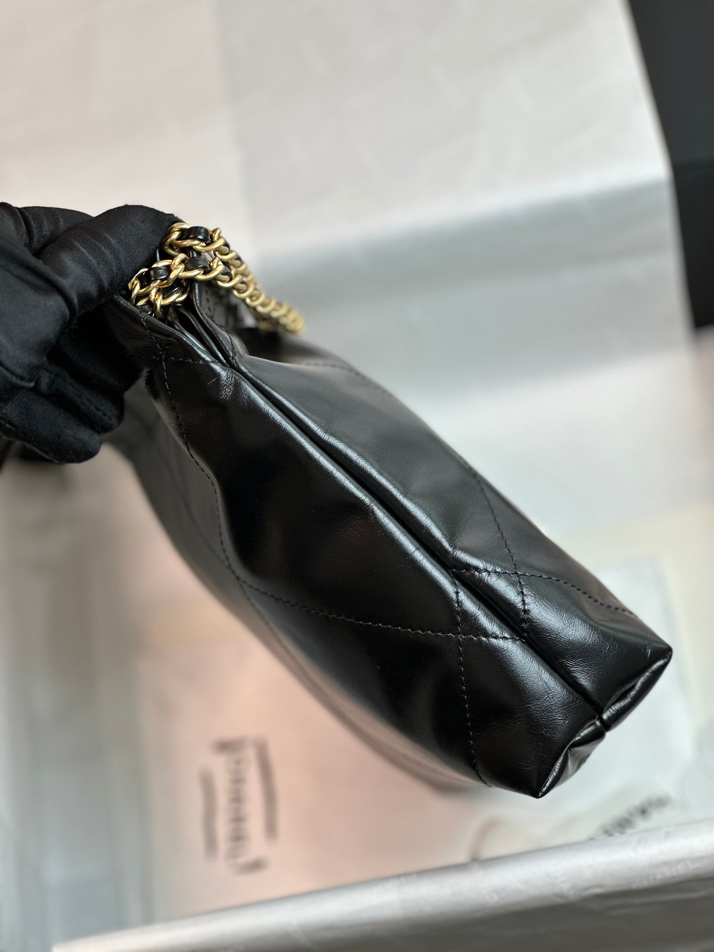 小香家- mini 22bag 24c黑色金色鏈條