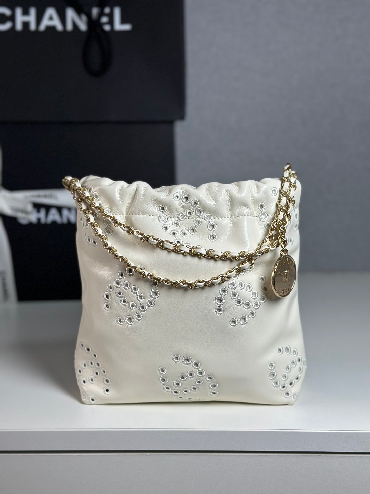 小香家- mini 22bag 25s鏤空系列 白色