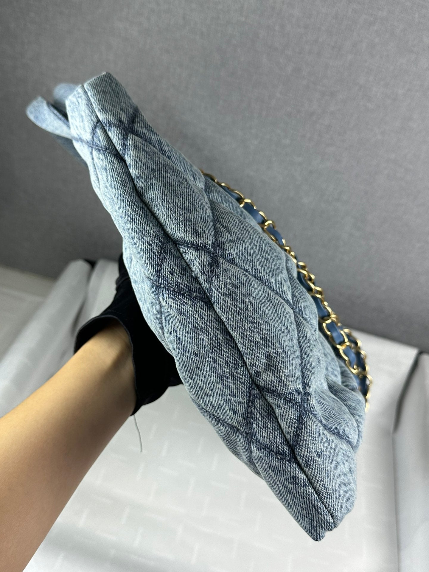小香家-25K蝴蝶結手袋水洗牛仔藍  中號