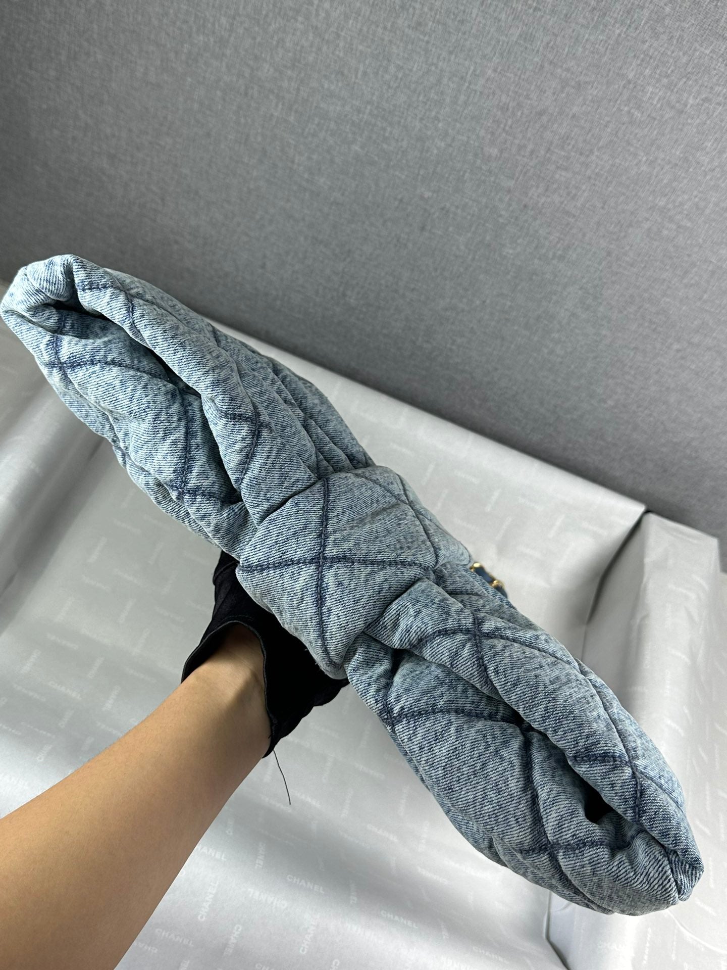小香家-25K蝴蝶結手袋水洗牛仔藍  中號