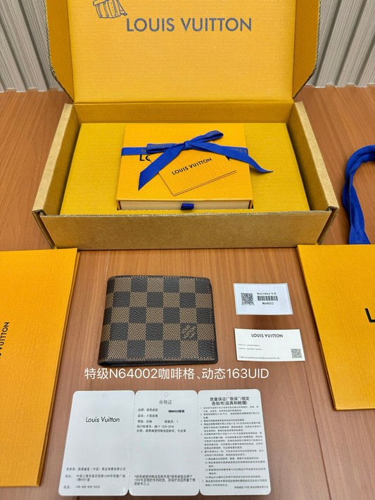 路L家-N64002 全鋼錢夾-咖啡色格子
