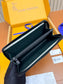 路L家-M27178 拉鍊長夾 刺繡綠色