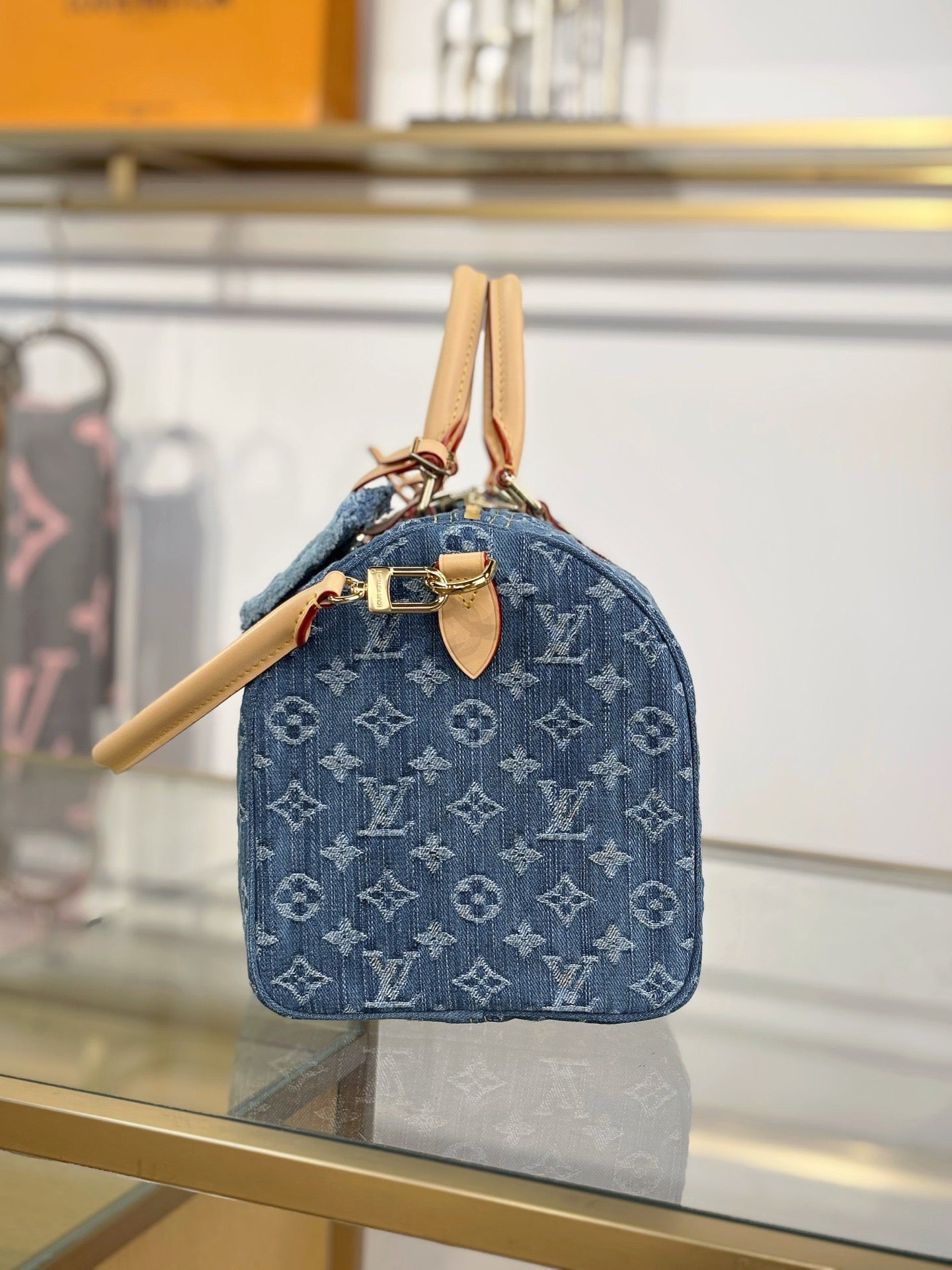 路L家-M14430 SPEEDY BANDOULIÈRE 30 手袋 牛仔藍
