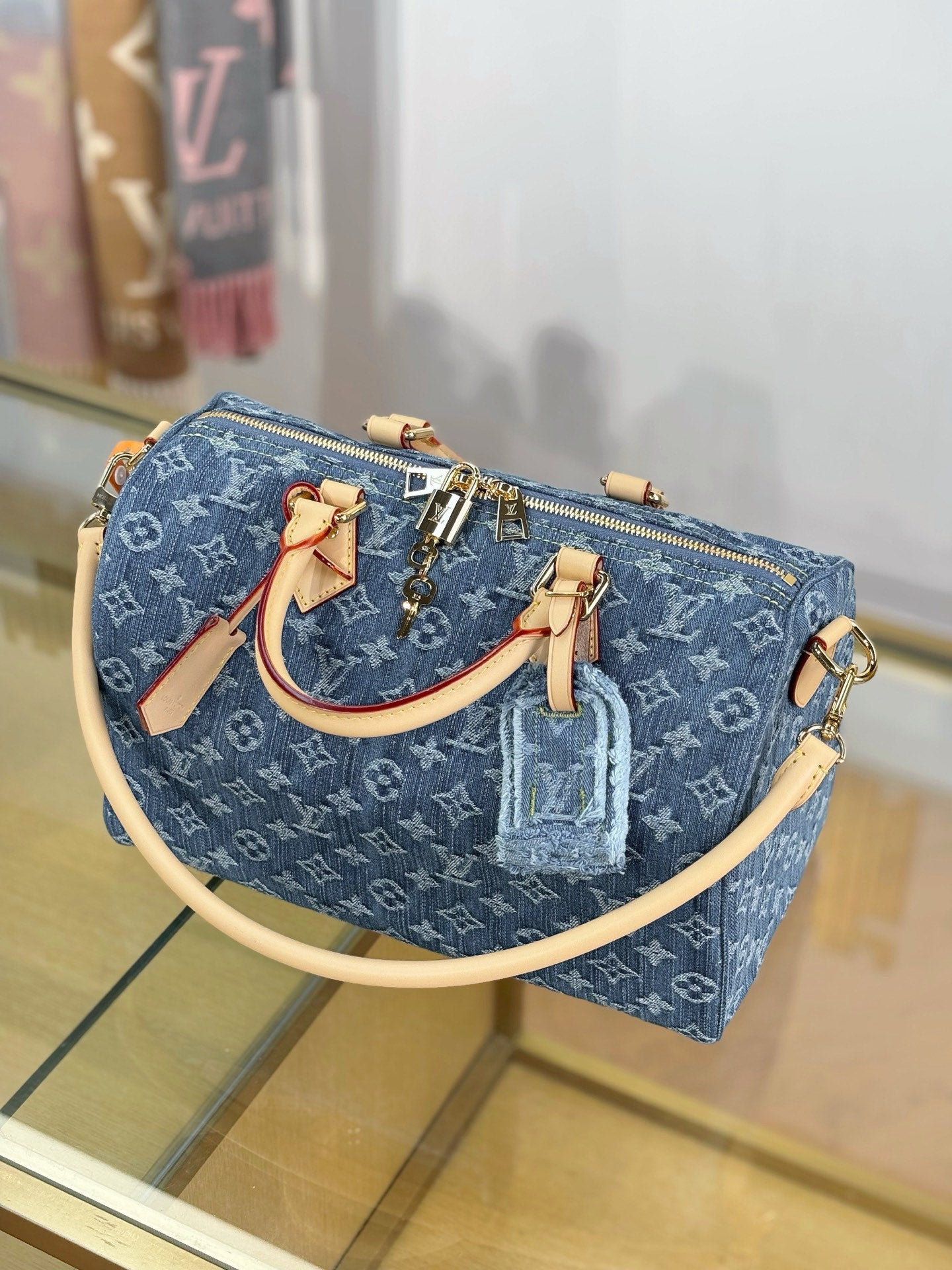路L家-M14430 SPEEDY BANDOULIÈRE 30 手袋 牛仔藍