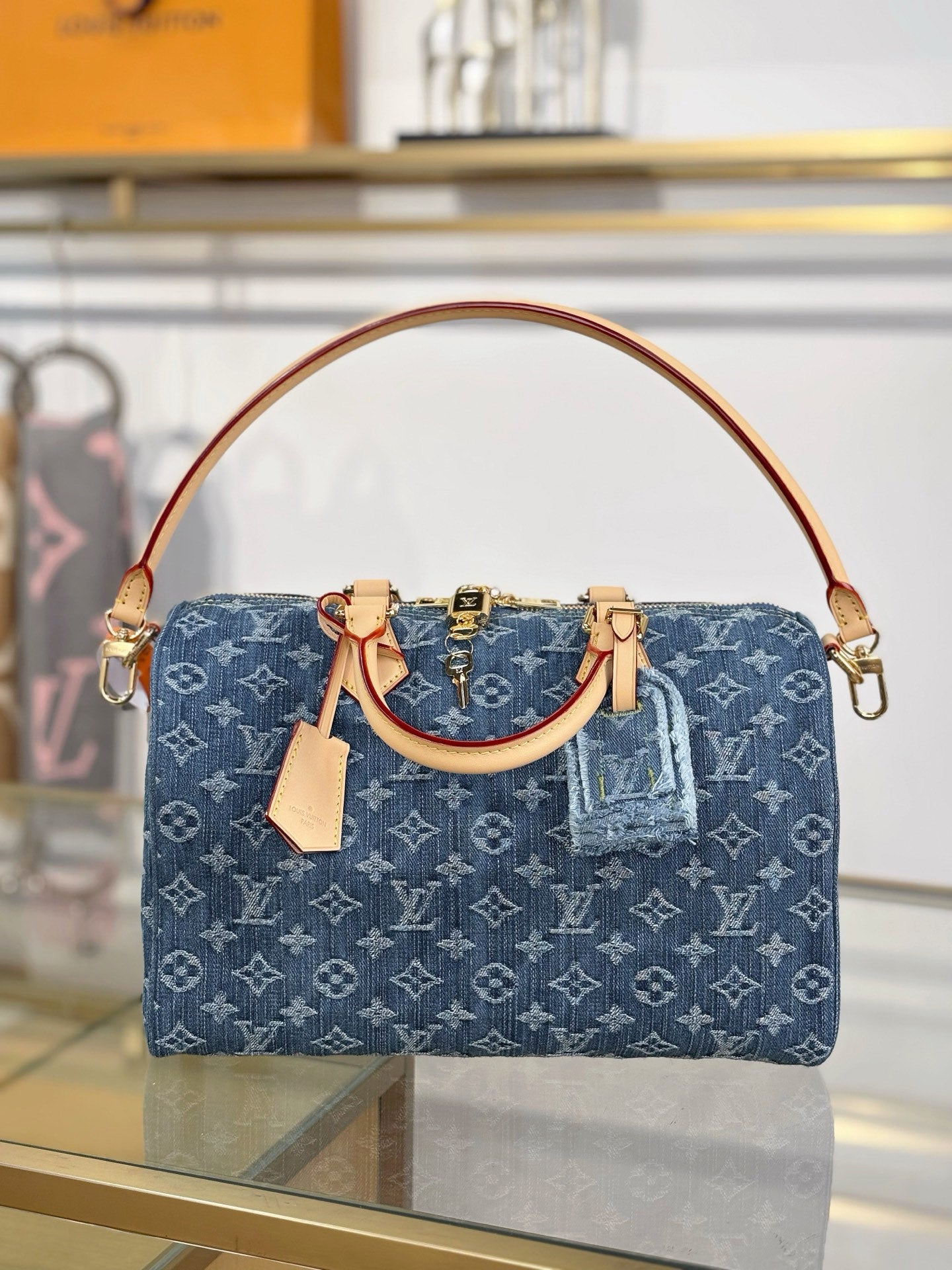 路L家-M14430 SPEEDY BANDOULIÈRE 30 手袋 牛仔藍