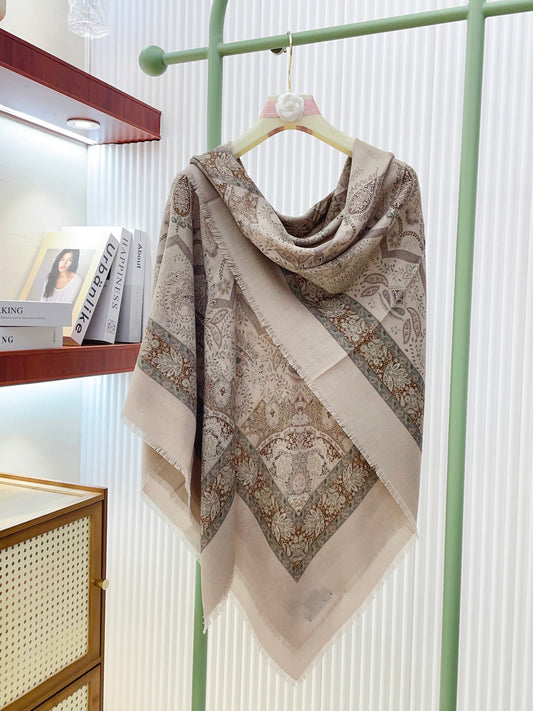 L-Piana-肌理紋圍巾 140*140cm 70%羊絨+30%真絲