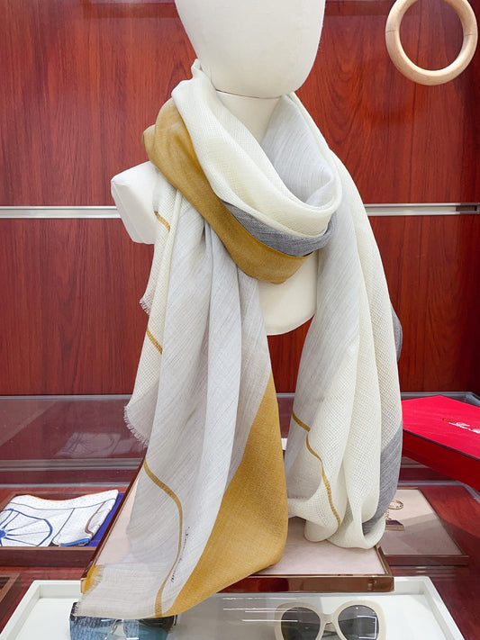 L-Piana-純色條邊長巾 山羊絨 200*100cm