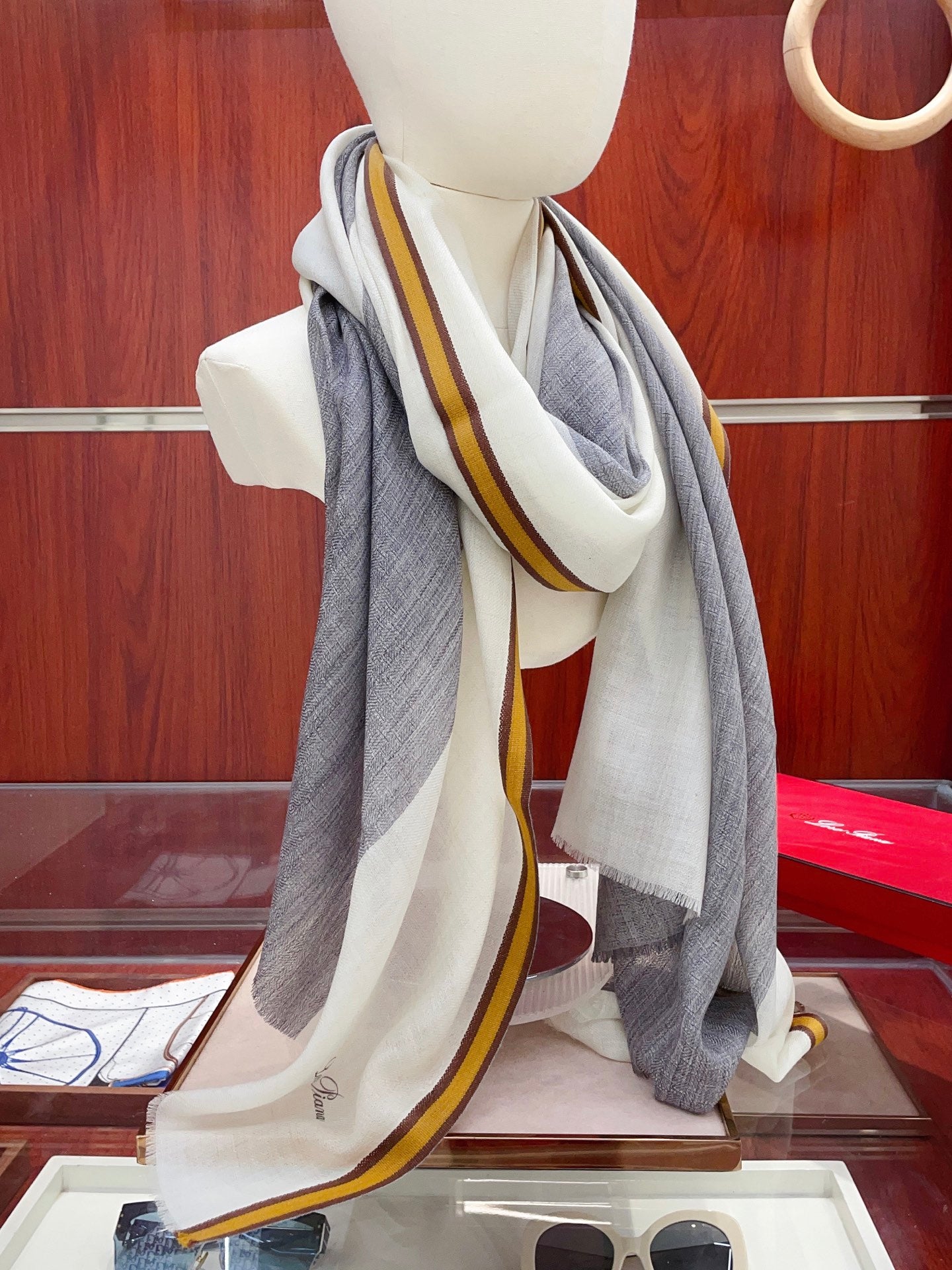 L-Piana-純色條邊長巾 200*100cm 100%進口純羊絨