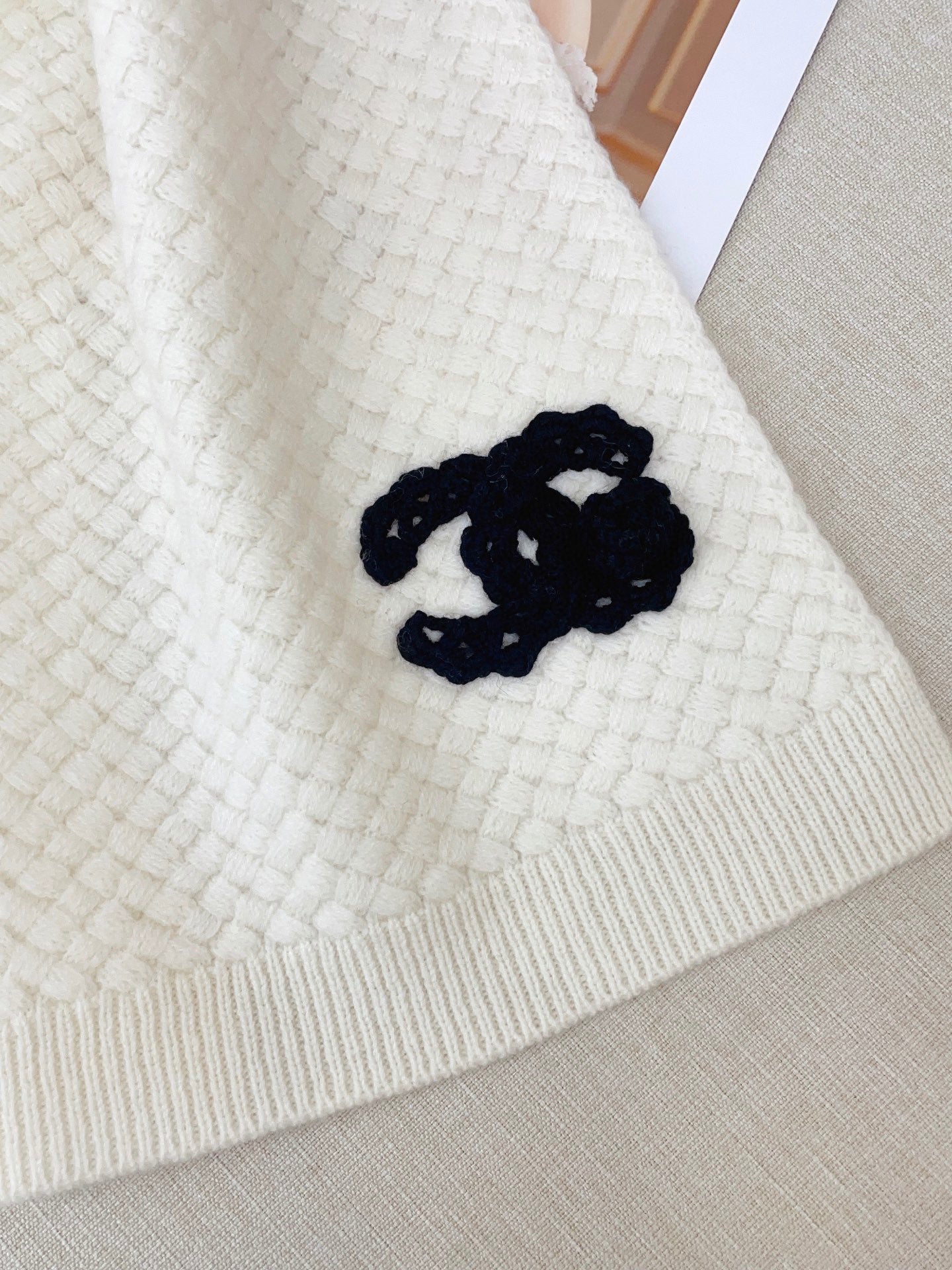 小香家-配色針織羊絨圍巾 32*180cm