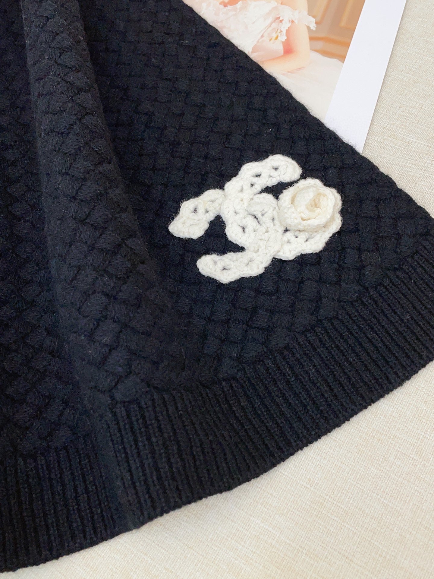 小香家-配色針織羊絨圍巾 32*180cm