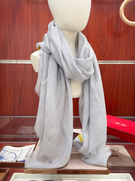 L-Piana-格純色波浪長巾 200*100cm 進口純羊絨