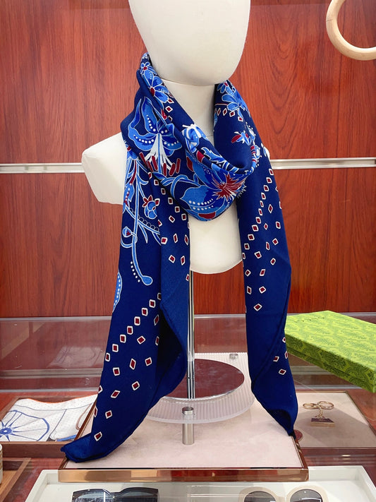 古G家-雙面異色絲毛 羊絨方巾 140cm*140cm