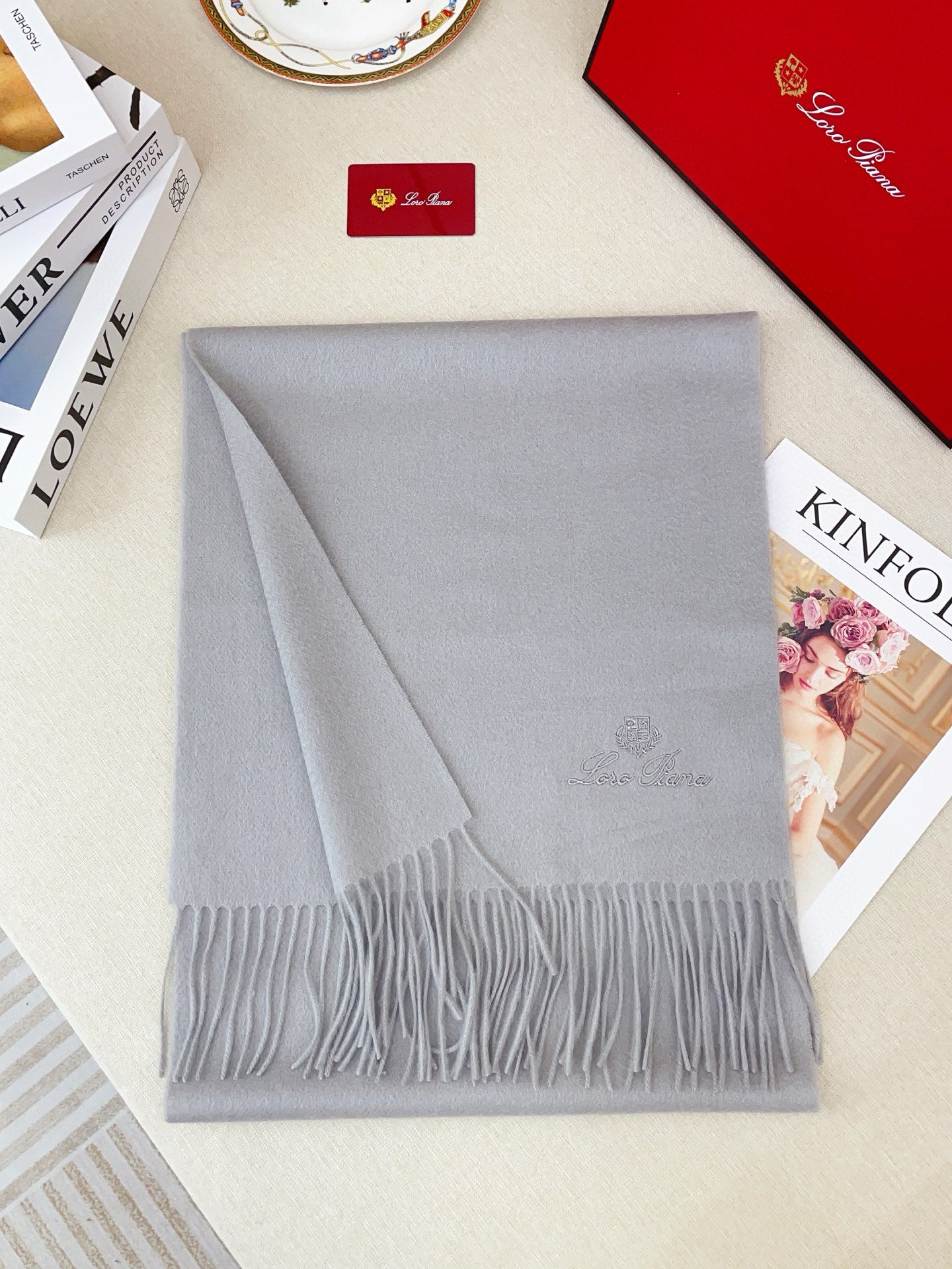 L-Piana-全羊絨圍巾 30*180cm 格紋色