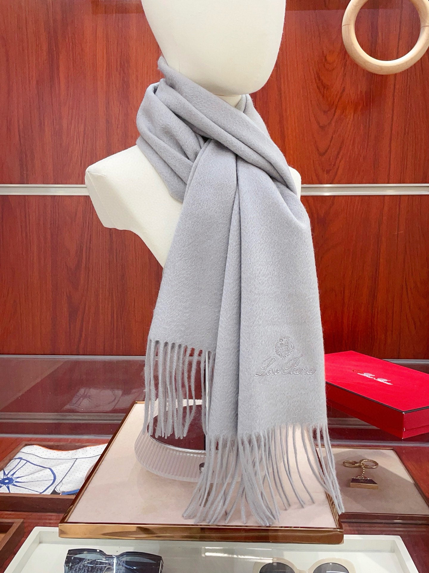 L-Piana-全羊絨圍巾 30*180cm 格紋色
