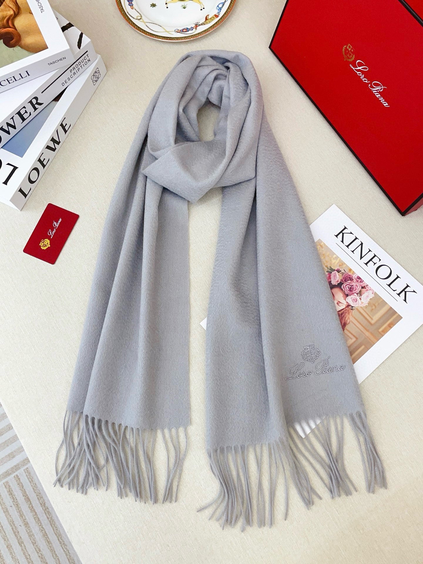 L-Piana-全羊絨圍巾 30*180cm 格紋色