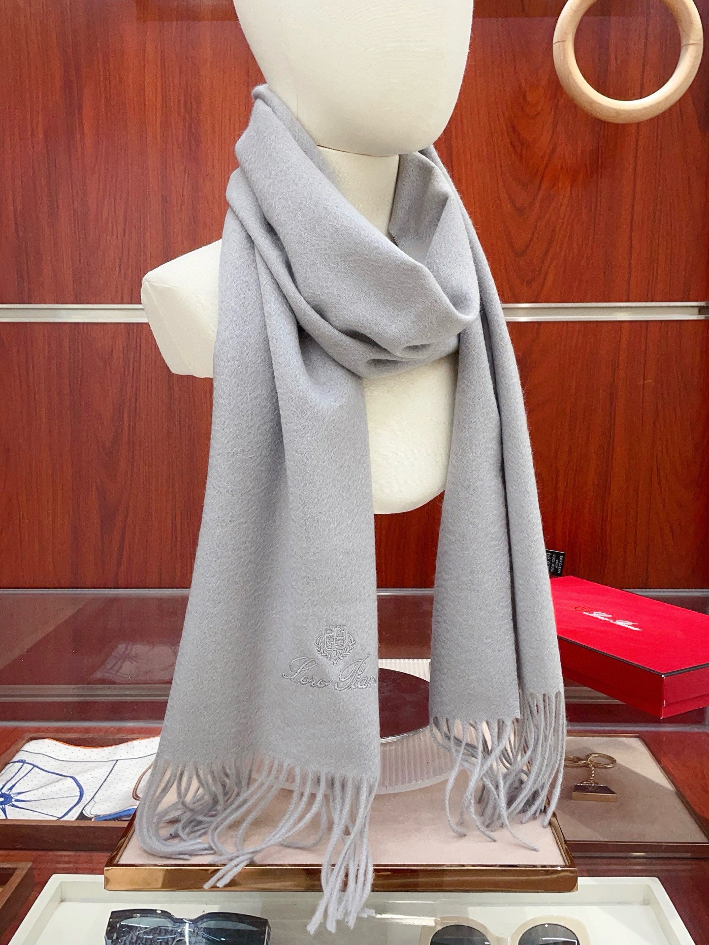 L-Piana-全羊絨圍巾 30*180cm 格紋色