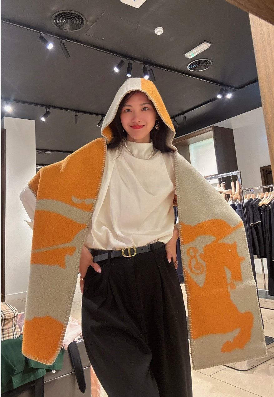巴B家-羊絨羊毛混紡圍巾 30*180cm
