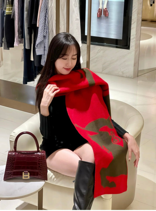 巴B家-羊絨羊毛混紡圍巾 30*180cm