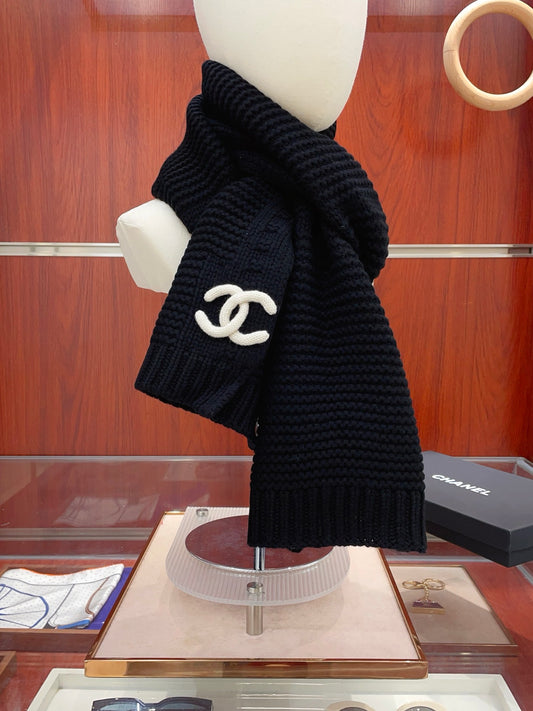 小香家-配色針織羊絨圍巾 32*180cm