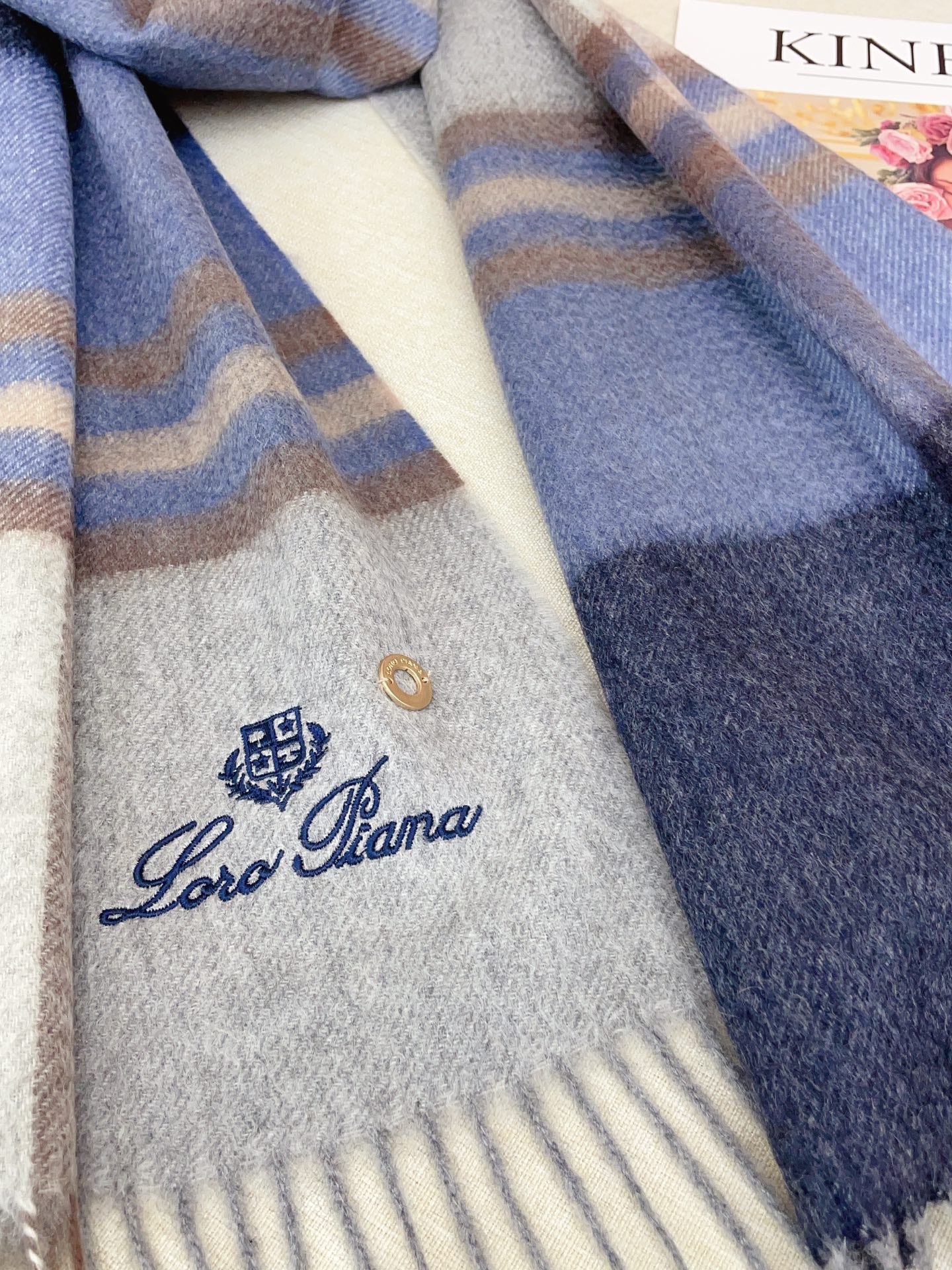 L-Piana-格紋色圍巾30*180cm 100%全羊絨