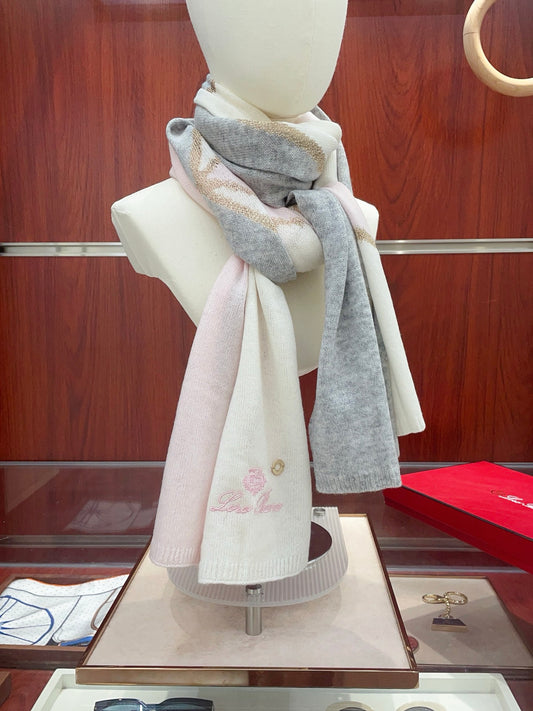 L-Piana-金絲拼色披肩 70*180cm 羊絨金絲針織