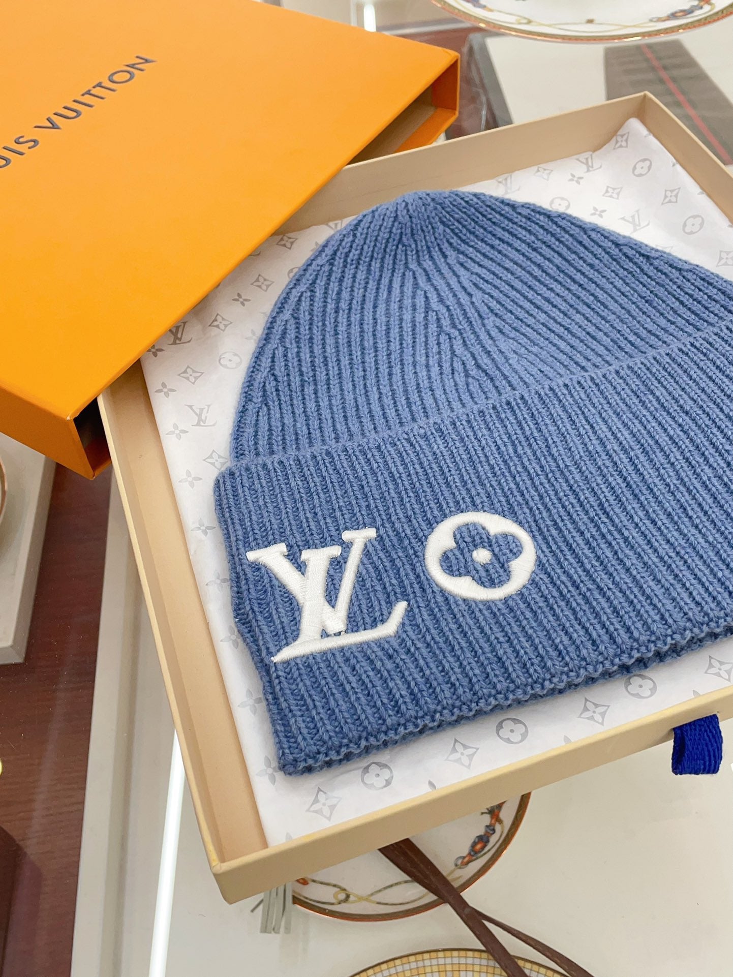 路L家-新春毛帽 100%綿羊毛-寶藍色