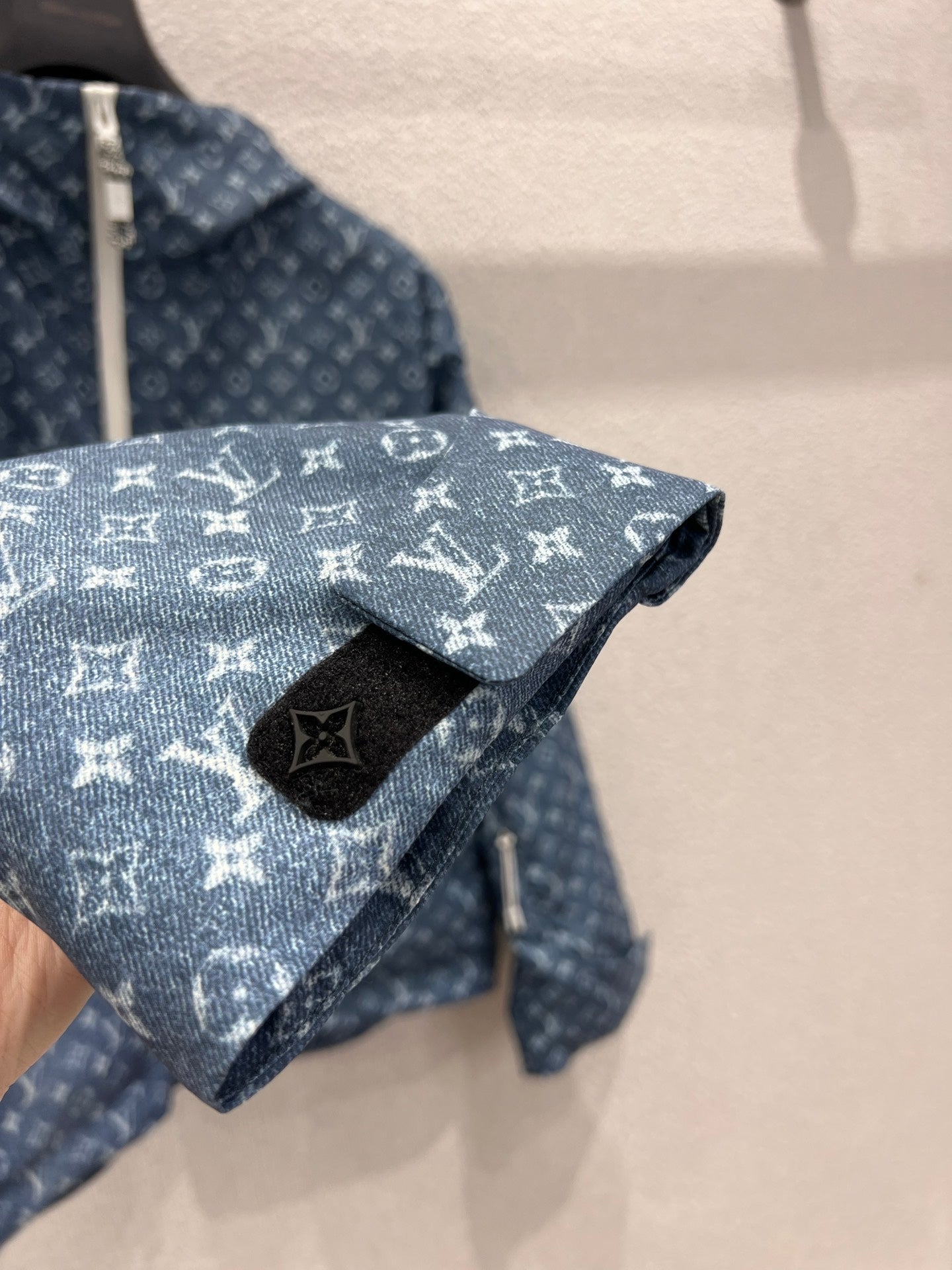 路L家-老花連帽衛衣外套 藍色