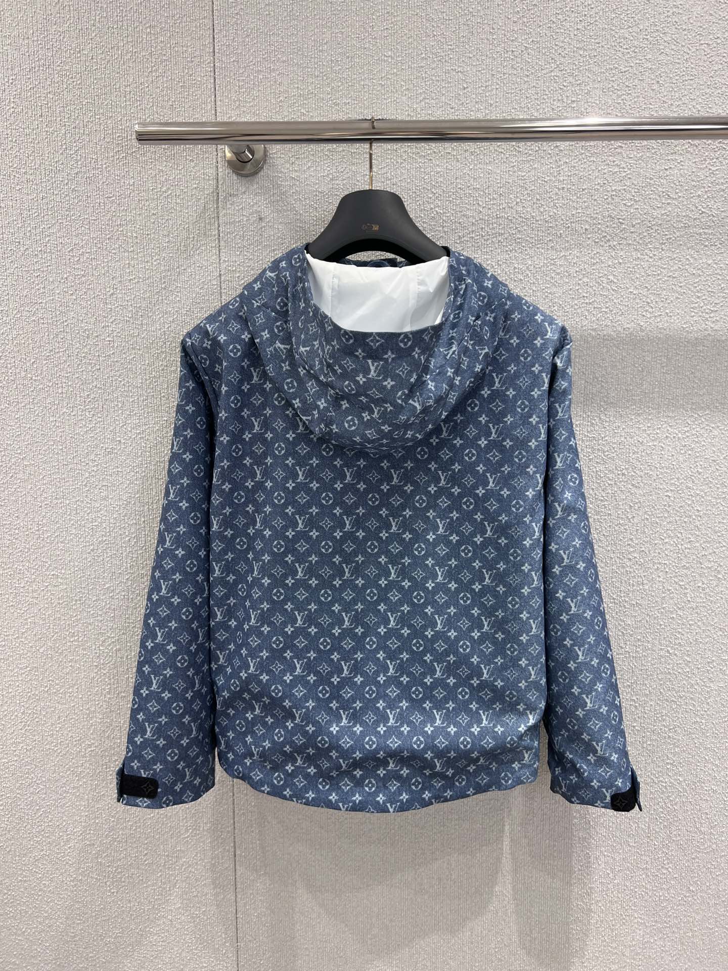 路L家-老花連帽衛衣外套 藍色