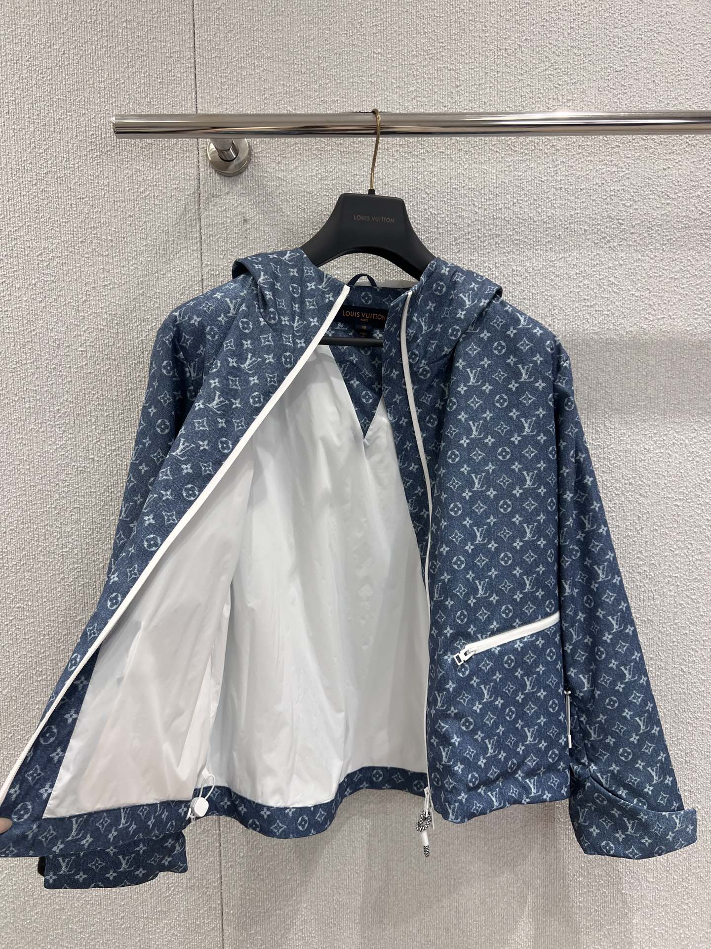 路L家-老花連帽衛衣外套 藍色