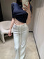 羅L家-26SS極簡美學微喇休閒褲 白色