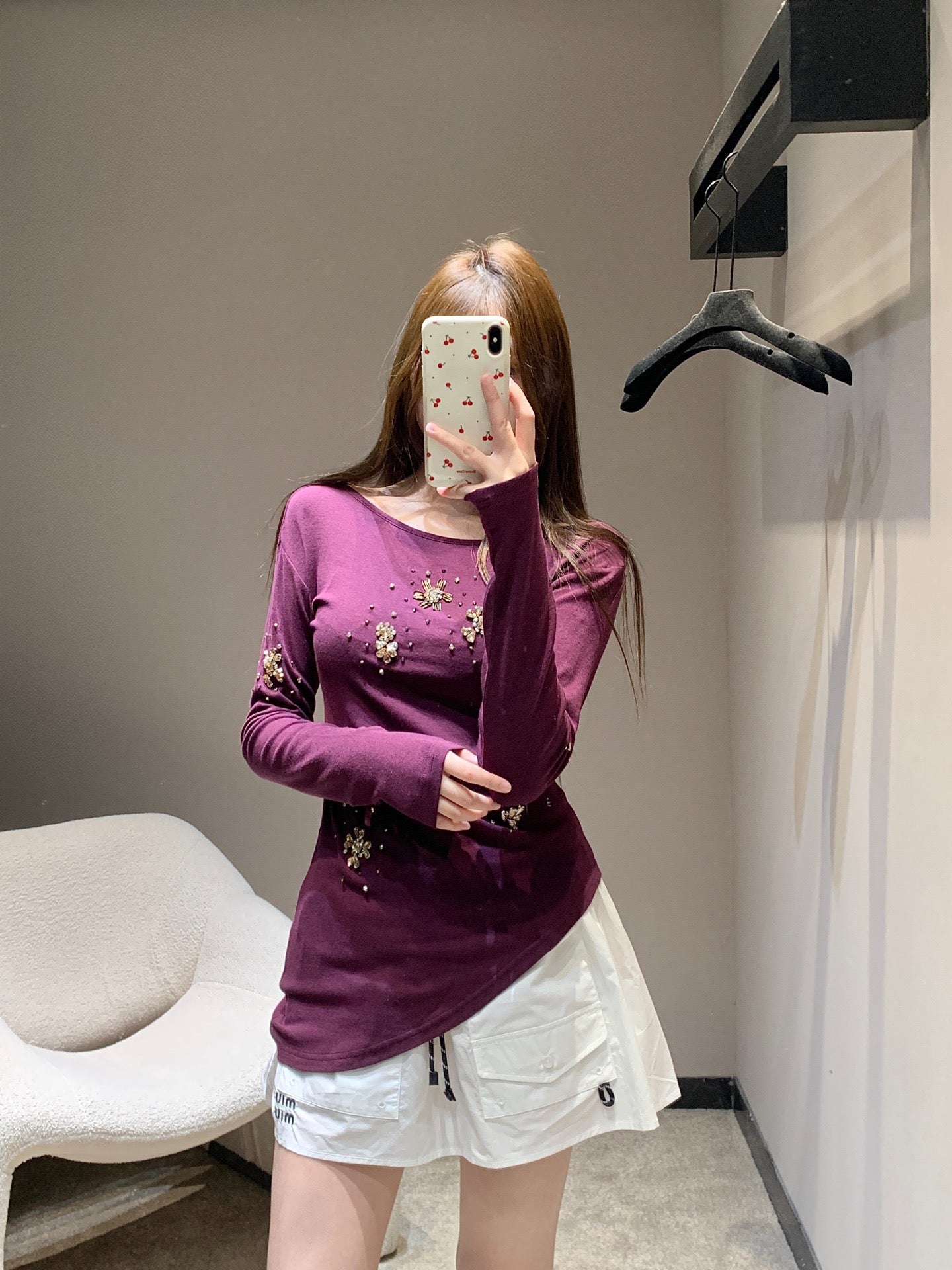 穆M家-26手工釘鑽長袖打底T