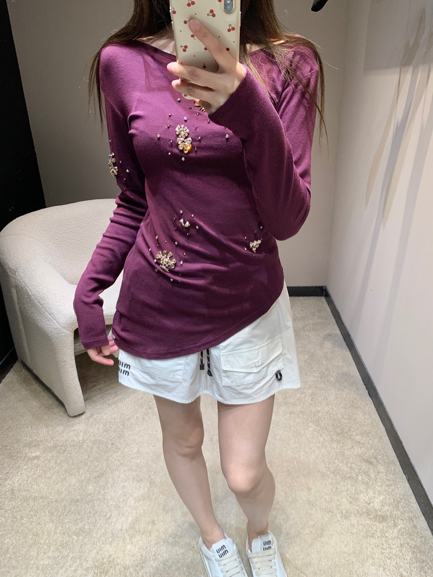 穆M家-26手工釘鑽長袖打底T