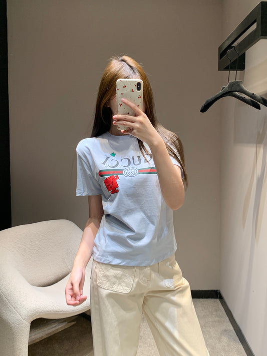 古G家-26童趣印花短T 藍色