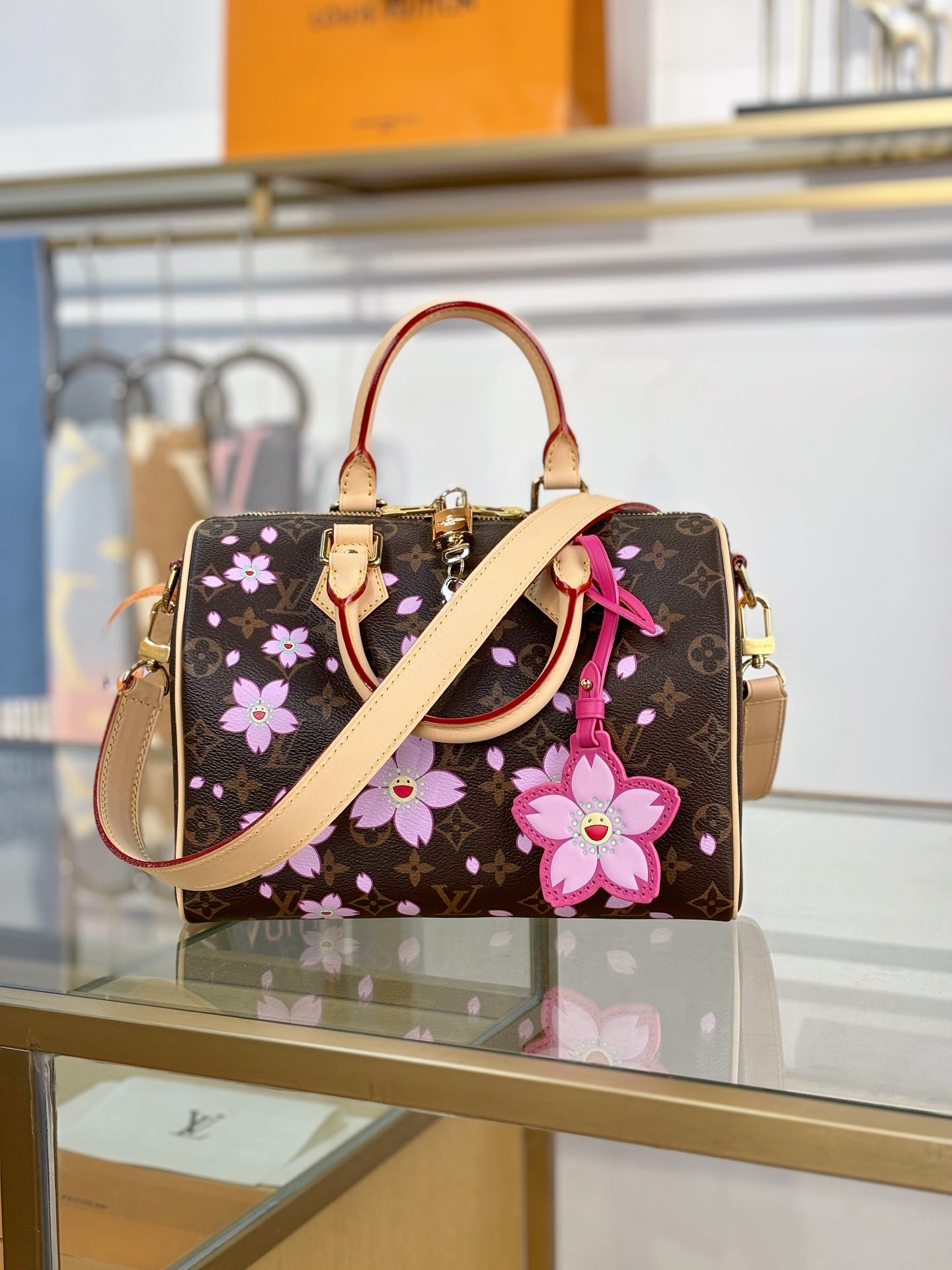 路L家-M14174-TM SPEEDY BANDOULIÈRE 25手袋包-櫻花款