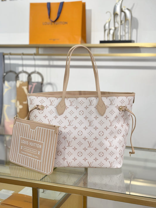 路L家-M25665 NEVERFULL INSIDE OUT中型手袋-白花