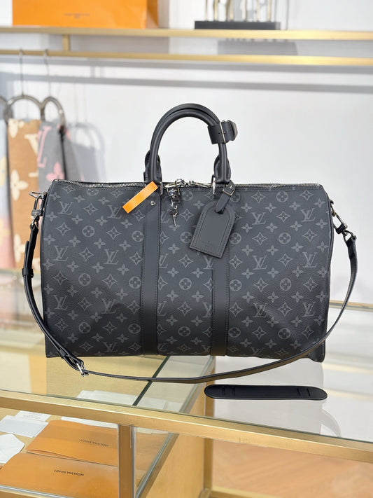 路L家-M40569 KEEPALL BANDOULIÈRE 45旅行袋-黑花