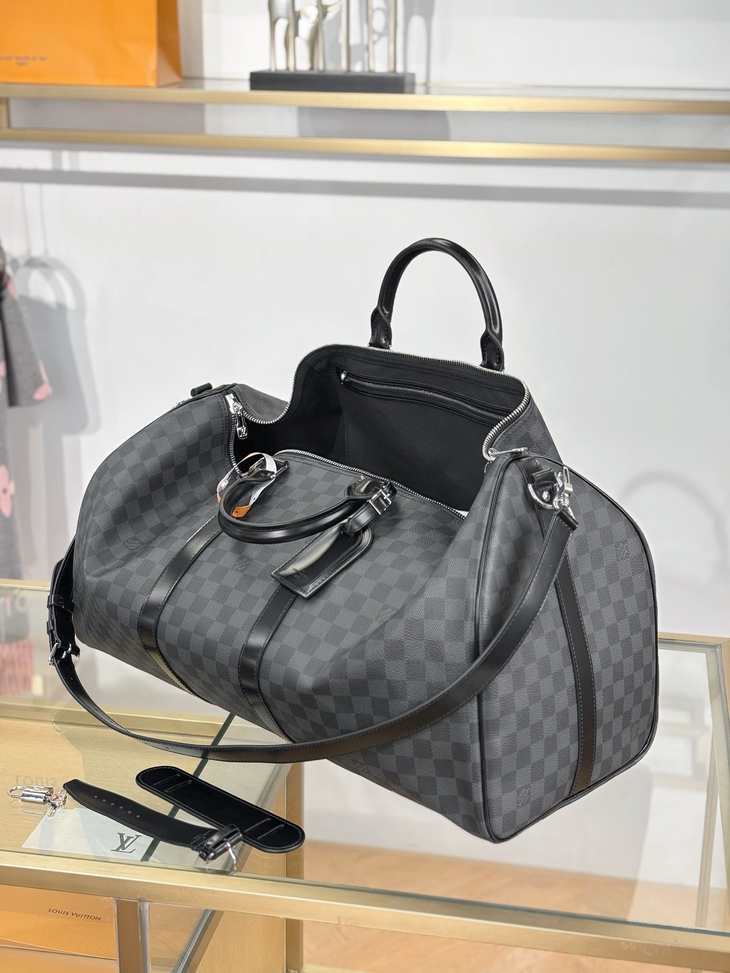 路L家-N41413 KEEPALL BANDOULIÈRE 55 旅行袋-黑格