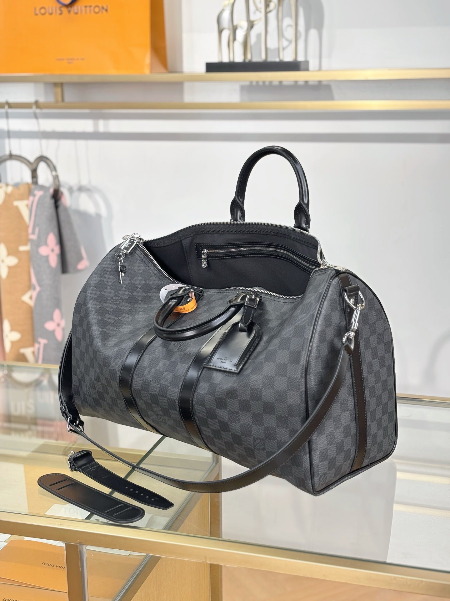 路L家- N41418 KEEPALL BANDOULIÈRE 45旅行袋-黑格