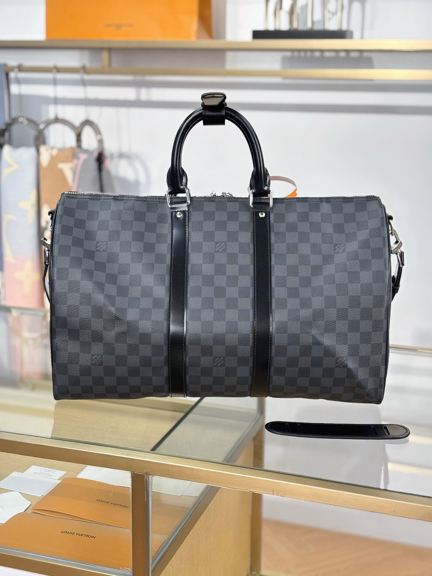 路L家- N41418 KEEPALL BANDOULIÈRE 45旅行袋-黑格