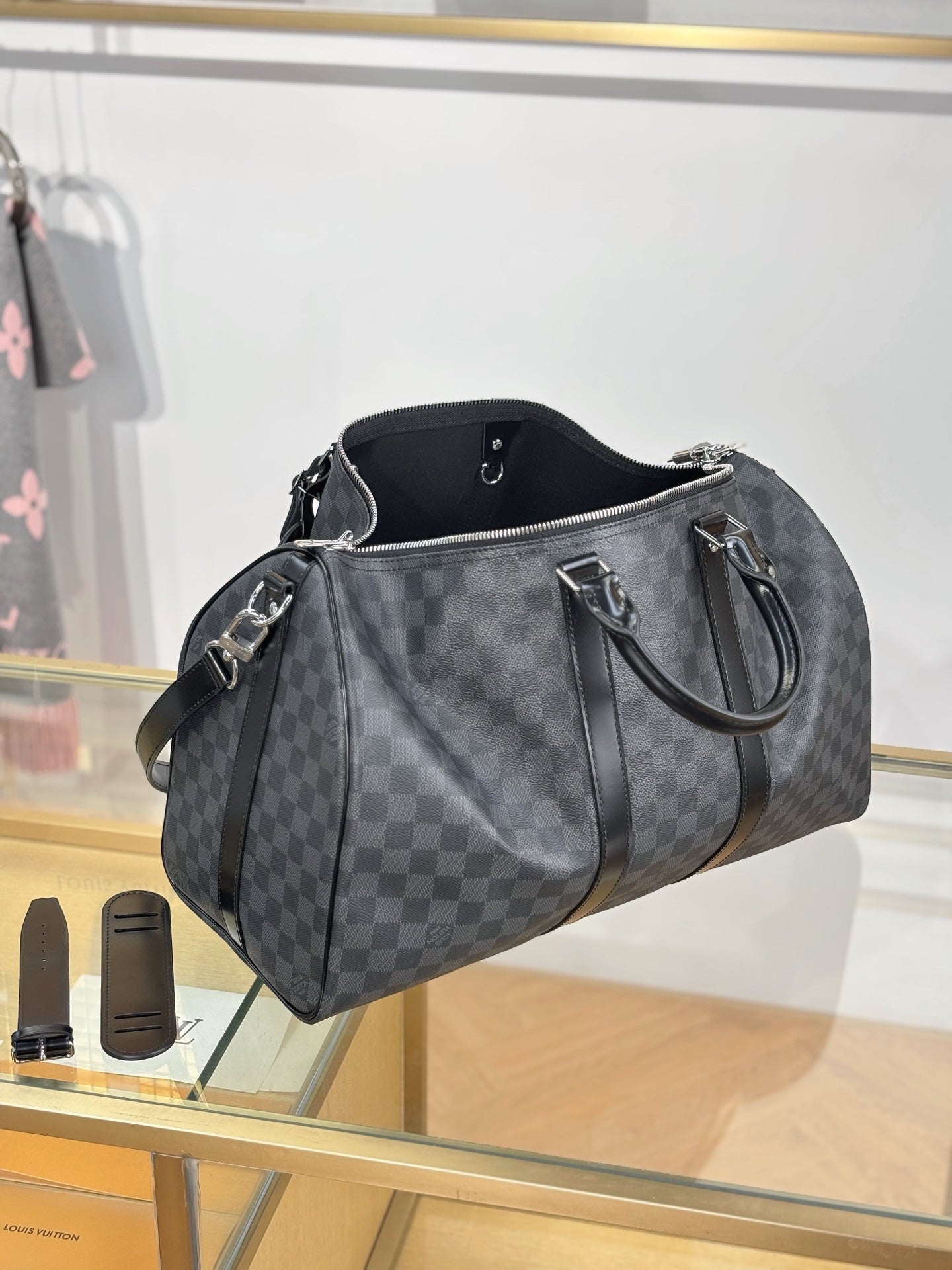 路L家- N41418 KEEPALL BANDOULIÈRE 45旅行袋-黑格